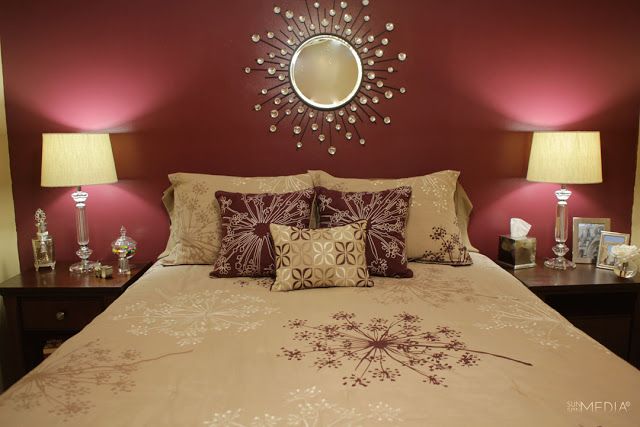 Burgundy and Cream bedroom wall designs