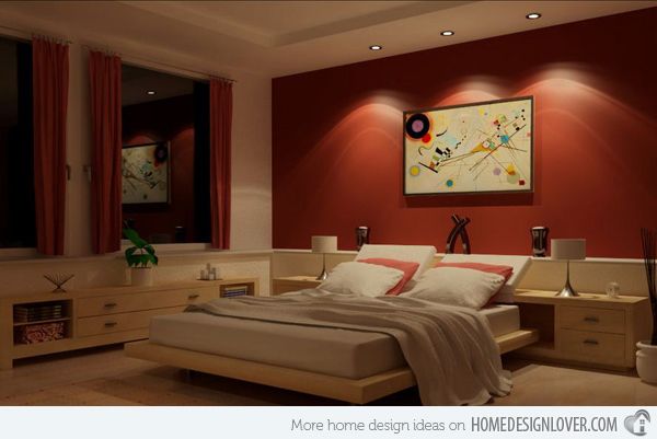Maroon and Beige bedroom wall designs