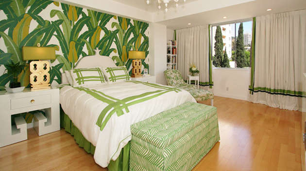 Olive Green and White bedroom wall designs