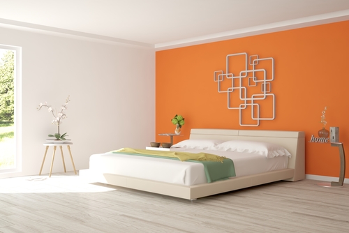 Orange-and-White-bedroom-wall-designs