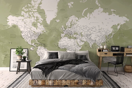 Sage Green and White bedroom wall designs